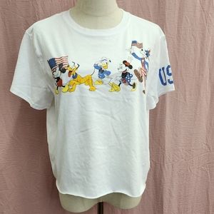 Disney Mickey & Friends Patriotic USA Graphic Crop Top-(XL)NWOT